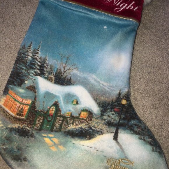 Thomas Kinkade 2004 Vintage Silent Night‎ Christmas Stocking Set (2) - Picture 4 of 10